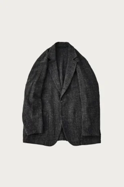 CONFECT Wool Cotton Linen Melange Tweed Jacket - Black< Coats, Jackets, And Vests