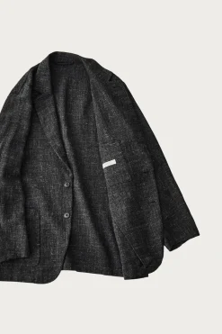 CONFECT Wool Cotton Linen Melange Tweed Jacket - Black< Coats, Jackets, And Vests