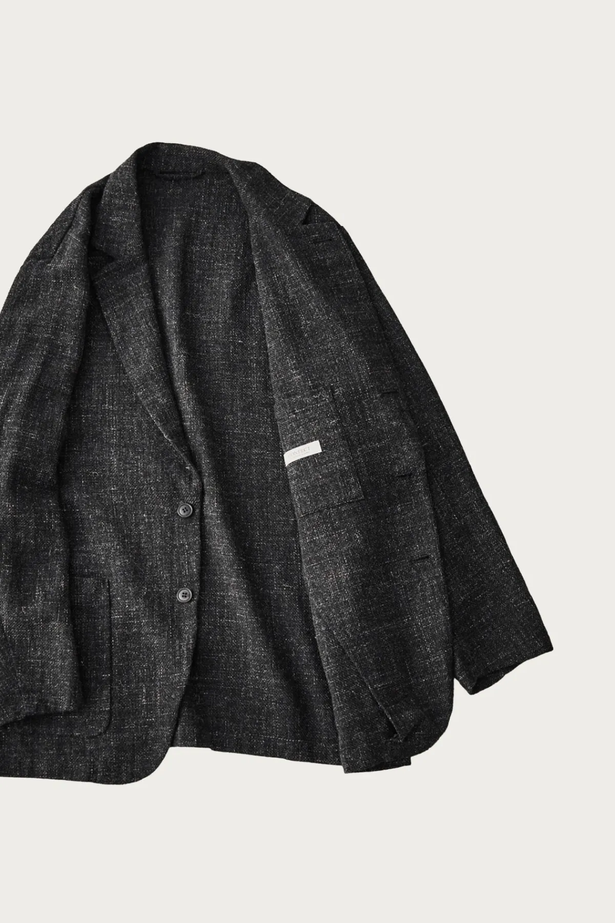 CONFECT Wool Cotton Linen Melange Tweed Jacket - Black< Coats, Jackets, And Vests