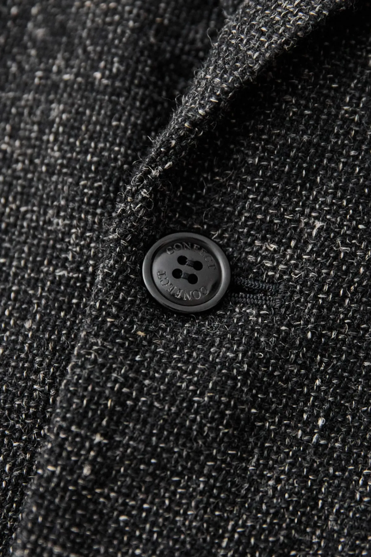 CONFECT Wool Cotton Linen Melange Tweed Jacket - Black< Coats, Jackets, And Vests