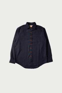 Monostereo Wooly Gingham One Pocket Shirt - Navy< Coats, Jackets, And Vests