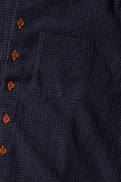 Monostereo Wooly Gingham One Pocket Shirt - Navy< Coats, Jackets, And Vests
