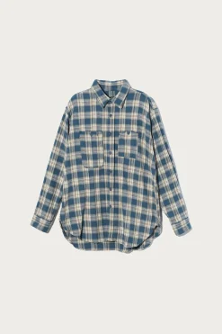 Engineered Garments Work Shirt - Navy Cotton Plaid Jacquard< Shirts