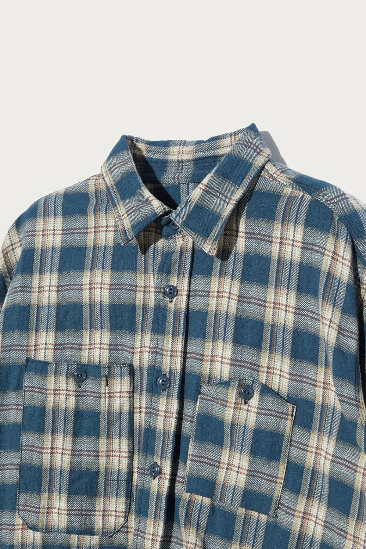 Engineered Garments Work Shirt - Navy Cotton Plaid Jacquard< Shirts