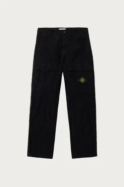 Stone Island Wrinkled Corduroy Trousers - Black< Pants